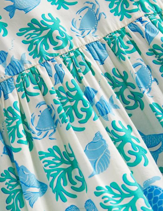 Boden vêtements lagon aquatique filles robe imprimée à manches flottantes LB2X3227