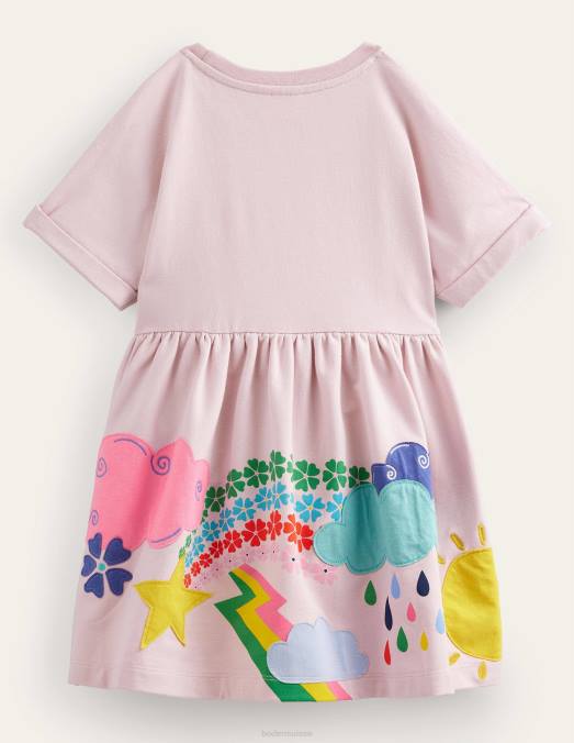 Boden vêtements météo rose française filles robe sweat en jersey à appliqué LB2X2937