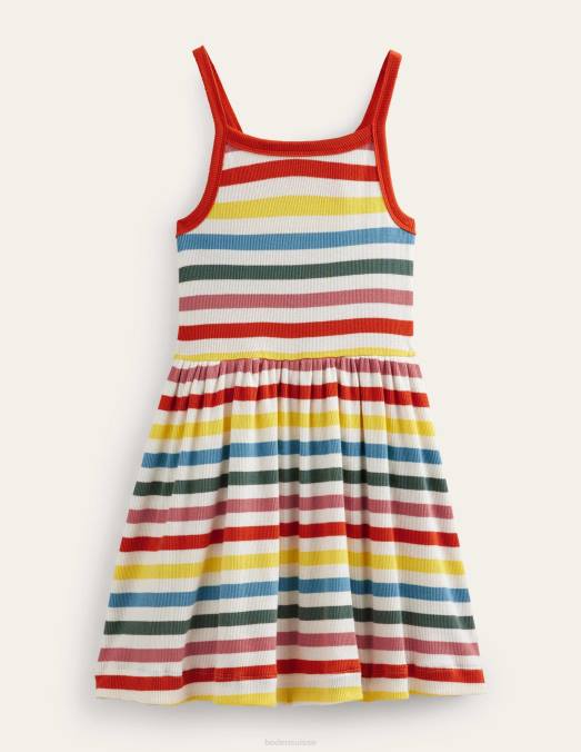 Boden vêtements multi-rayures filles robe virevoltante côtelée LB2X3014