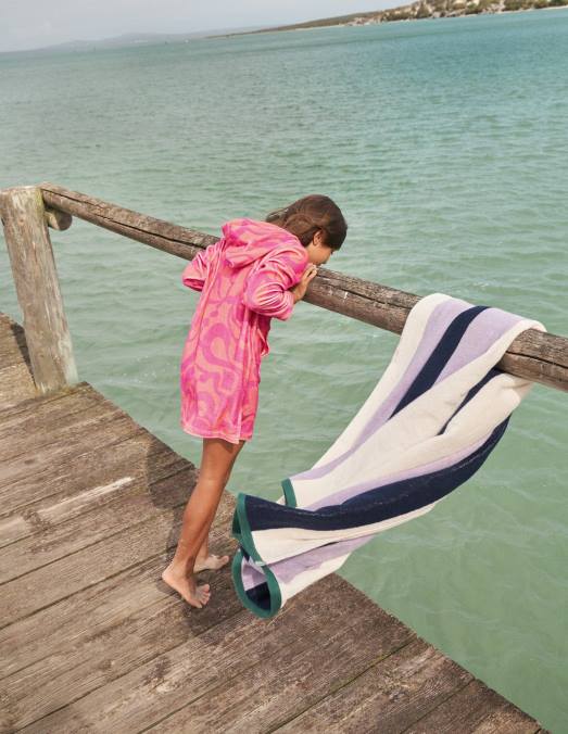 Boden vêtements pêche punch rose filles robe de plage à motif en tissu éponge LB2X3178