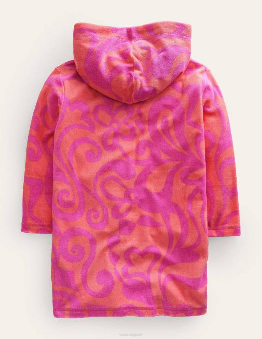 Boden vêtements pêche punch rose filles robe de plage à motif en tissu éponge LB2X3178