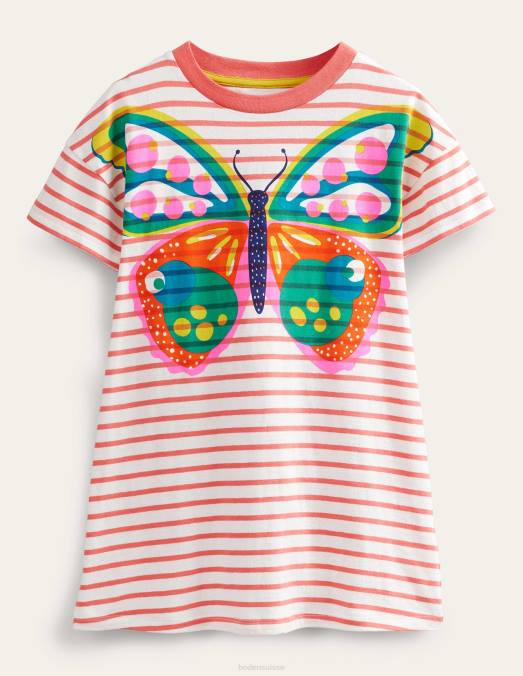 Boden vêtements papillon rose punch pêche filles robe en jersey à logo imprimé LB2X2881