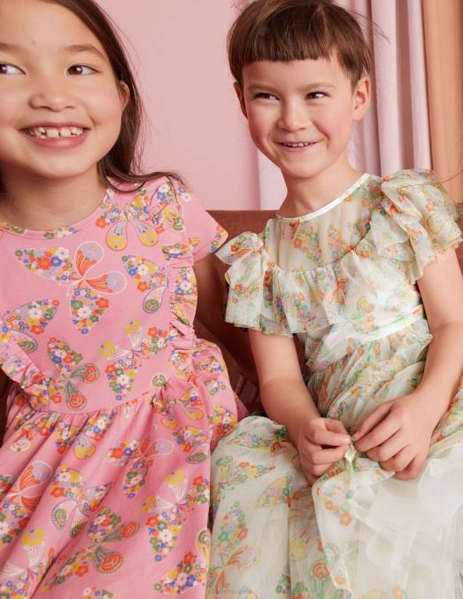 Boden vêtements papillons multiples ivoire filles robe en tulle à volants LB2X3293