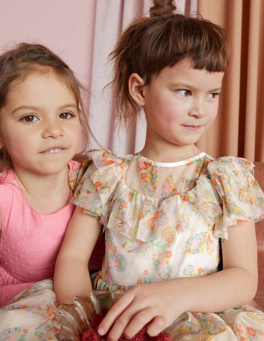 Boden vêtements papillons multiples ivoire filles robe en tulle à volants LB2X3293