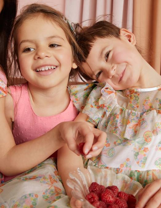 Boden vêtements papillons multiples ivoire filles robe en tulle à volants LB2X3293