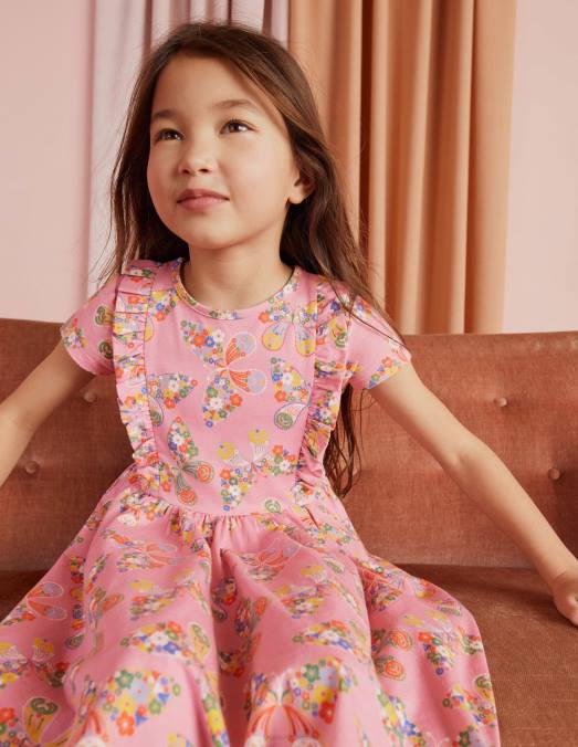 Boden vêtements papillons roses en formica filles robe virevoltante à froufrous LB2X3288