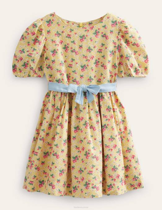Boden vêtements petit bouton d'or aux fraises filles robe vintage avec nœud papillon LB2X2841