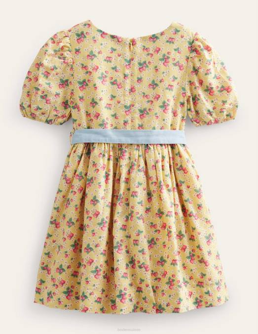 Boden vêtements petit bouton d'or aux fraises filles robe vintage avec nœud papillon LB2X2841