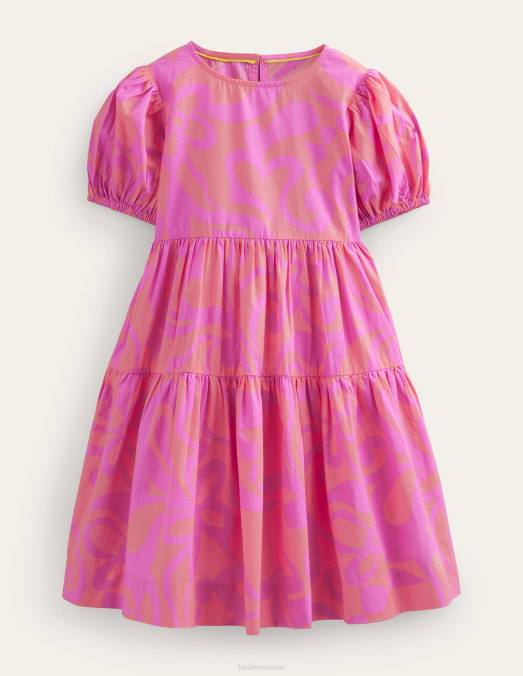 Boden vêtements pochoir d'été punch aux pêches filles robe en coton imprimée à volants LB2X2788