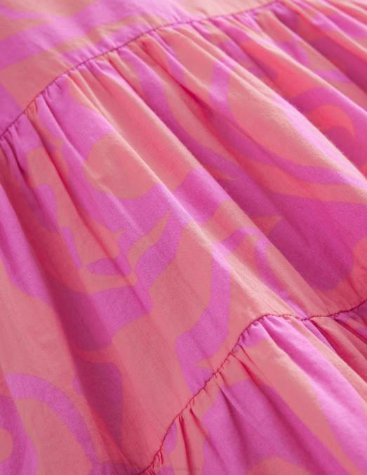 Boden vêtements pochoir d'été punch aux pêches filles robe en coton imprimée à volants LB2X2788