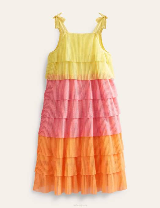 Boden vêtements punch aux pêches filles robe en tulle dégradé à volants LB2X2958