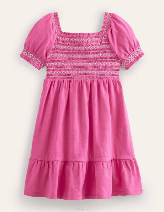 Boden vêtements rose chatouillé filles robe de vacances froncée LB2X2849