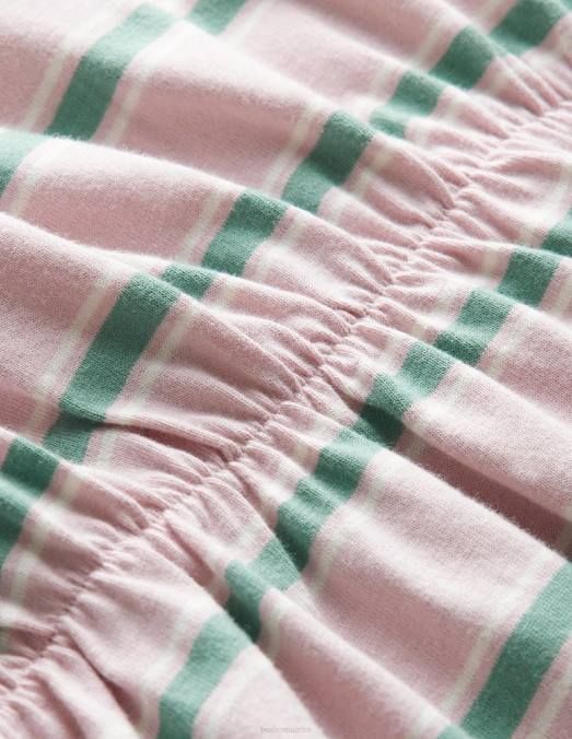 Boden vêtements rose français/vert csarite filles robe en jersey à manches volantées LB2X2918
