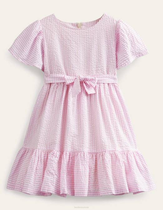 Boden vêtements rose lilas/ivoire filles robe ajustée et évasée LB2X2819
