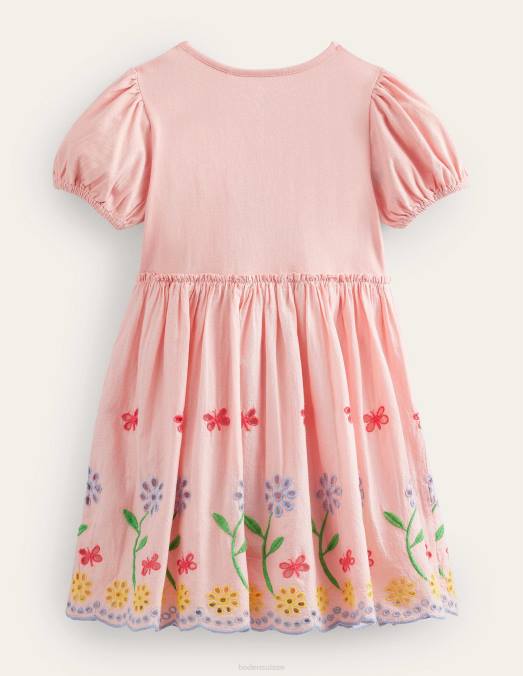 Boden vêtements rose pâle filles robe virevoltante en broderie LB2X2834