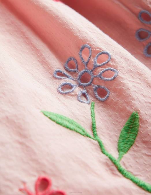 Boden vêtements rose pâle filles robe virevoltante en broderie LB2X2834