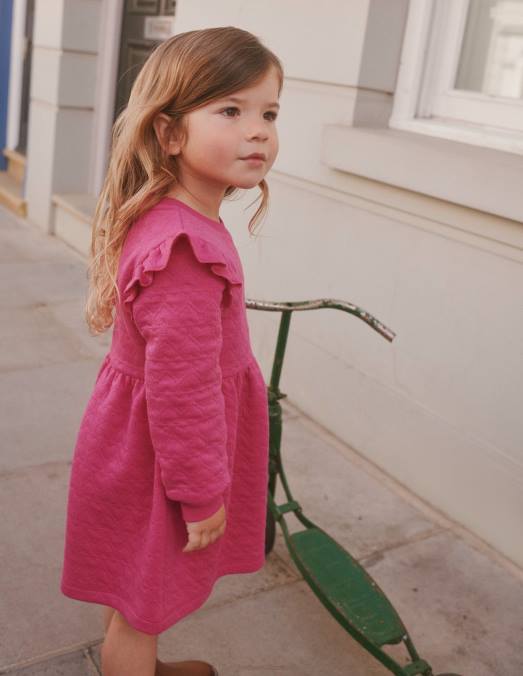 Boden vêtements rose phlox filles robe sweat à motif cœur en jacquard LB2X748