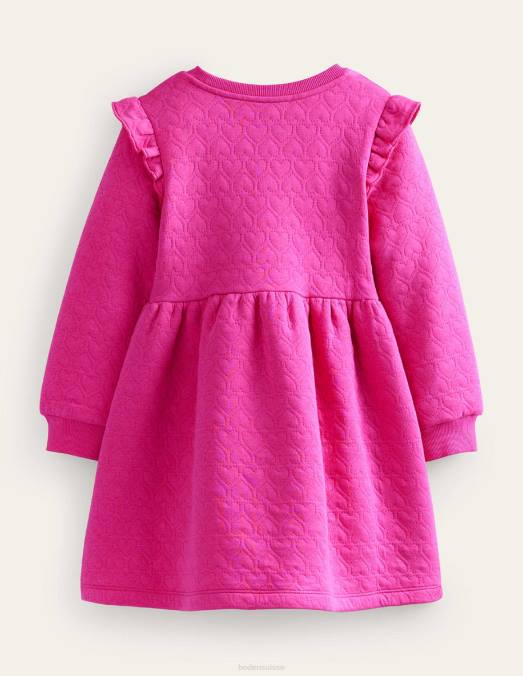 Boden vêtements rose phlox filles robe sweat à motif cœur en jacquard LB2X748