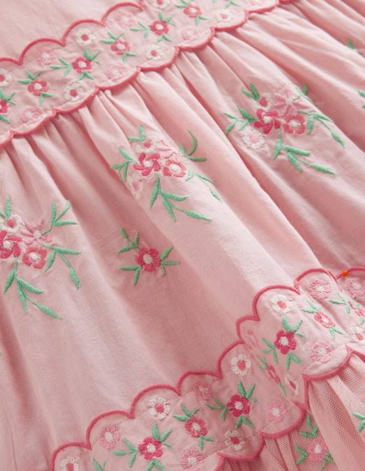 Boden vêtements rose provençal filles robe en tulle à petites broderies LB2X2844
