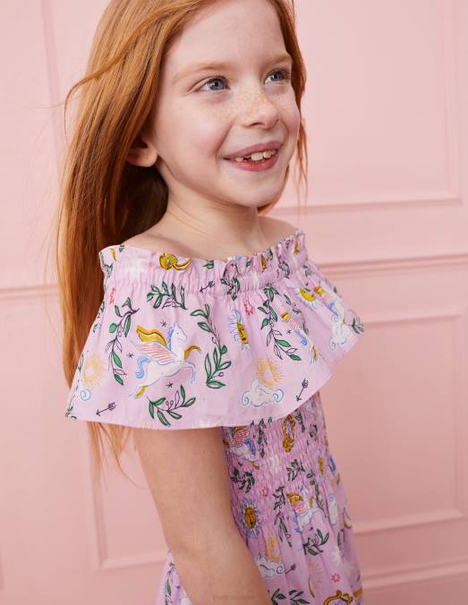 Boden vêtements toile grecque d'orchidée séduisante filles robe midi tissée froncée LB2X2801