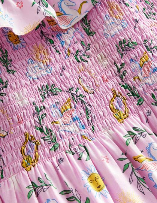 Boden vêtements toile grecque d'orchidée séduisante filles robe midi tissée froncée LB2X2801