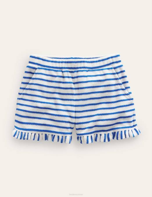 Boden vêtements bleu cabana/ivoire filles short en tissu éponge à ourlet volanté LB2X2994