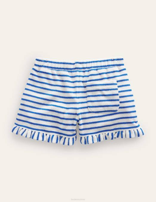 Boden vêtements bleu cabana/ivoire filles short en tissu éponge à ourlet volanté LB2X2994