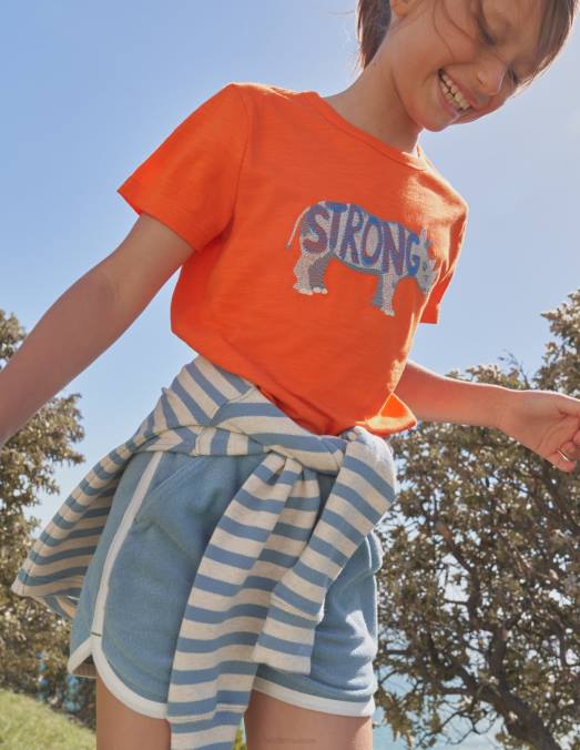 Boden vêtements caillou Bleu filles short en jersey rétro LB2X2656