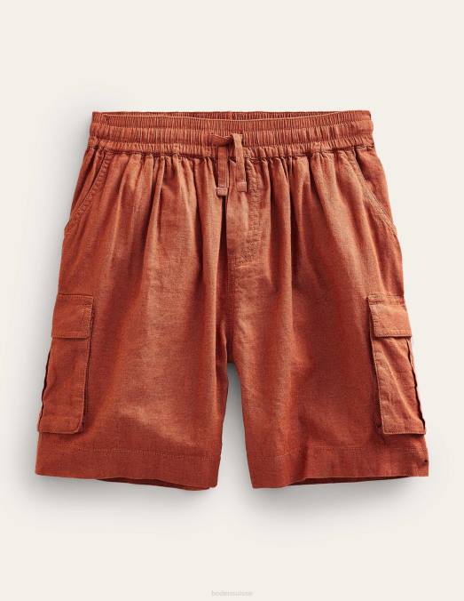 Boden vêtements châtaigne grillée filles short cargo en lin et coton LB2X2684