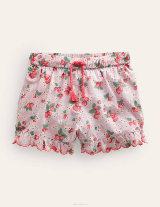 Boden vêtements fraise rose française filles short à ourlet festonné LB2X3233