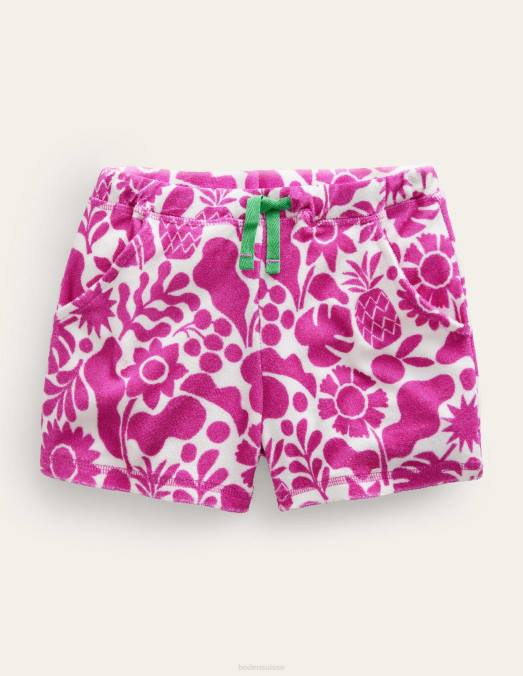 Boden vêtements incroyable floral de vacances rose filles short en éponge imprimé LB2X2655