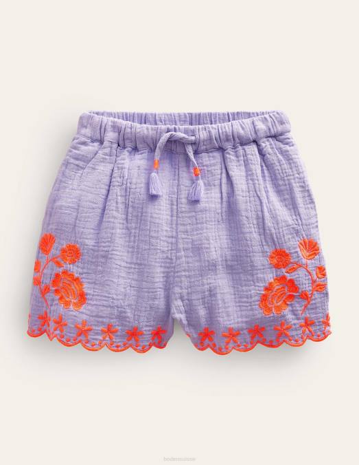 Boden vêtements jolie lavande filles short à ourlet brodé LB2X775