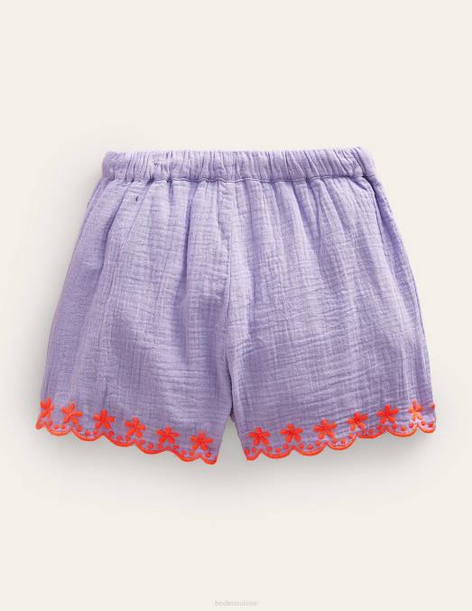 Boden vêtements jolie lavande filles short à ourlet brodé LB2X775