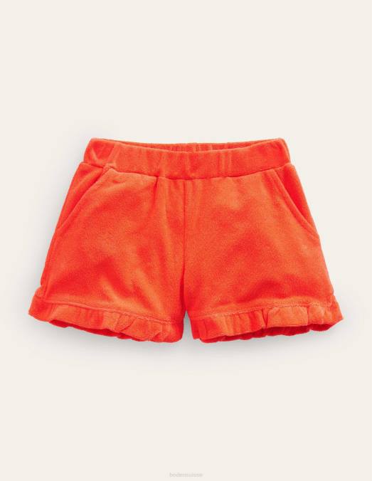 Boden vêtements mandarine filles short en tissu éponge à ourlet volanté LB2X3229