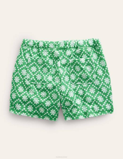 Boden vêtements marguerites vertes de l'école filles short en éponge imprimé LB2X2668