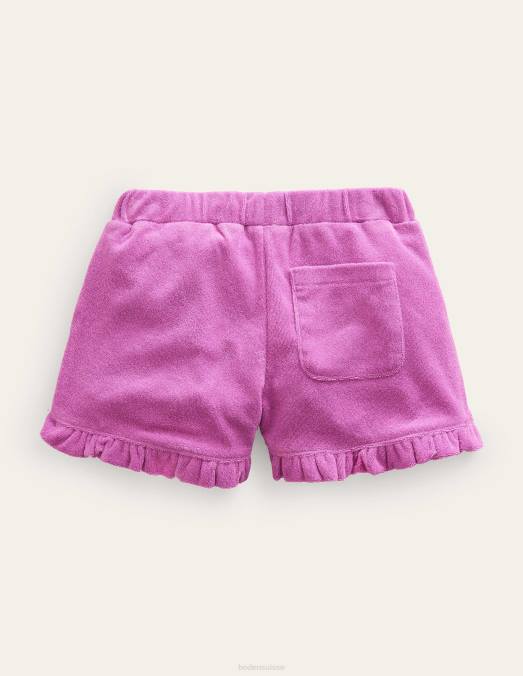 Boden vêtements orchidée rayonnante pourpre filles short en tissu éponge à ourlet volanté LB2X3007
