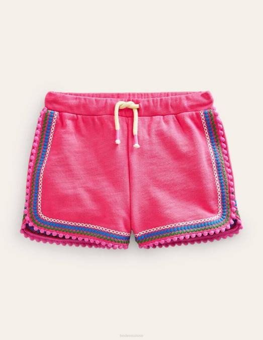 Boden vêtements sucette rose filles short en jersey à pompons LB2X2752