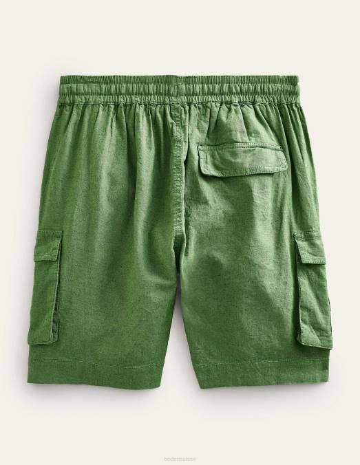 Boden vêtements vert kaki filles short cargo en lin et coton LB2X2665