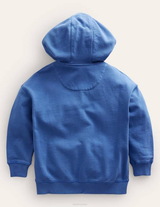 Boden vêtements bleu de Delft filles sweat à capuche zippé teint en pièce LB2X2942