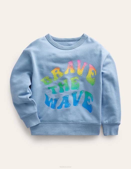 Boden vêtements caillou Bleu filles sweat à logo LB2X2979