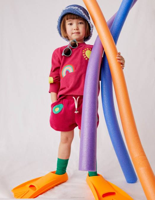 Boden vêtements canne à sucre rose filles sweat à logo en éponge LB2X3005