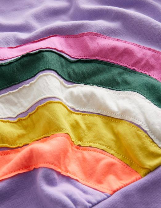 Boden vêtements lavande filles sweat à appliqué arc-en-ciel LB2X3269