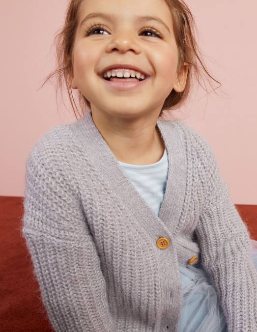 Boden vêtements marne argentée filles cardigan moelleux LB2X3044