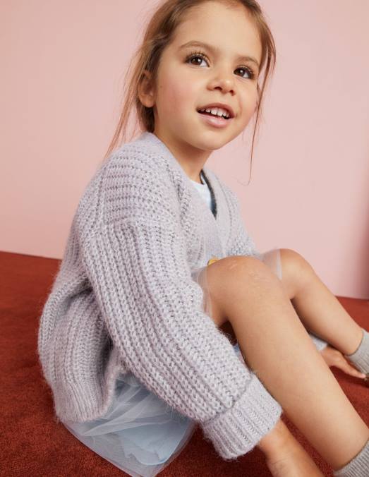 Boden vêtements marne argentée filles cardigan moelleux LB2X3044