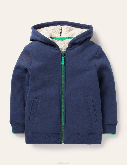 Boden vêtements marne bleue filles sweat à capuche zippé doublé LB2X810