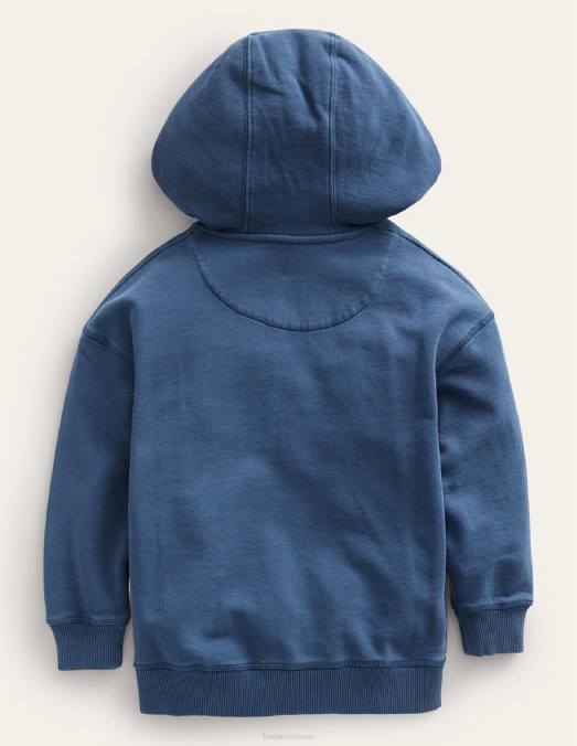 Boden vêtements robot bleu filles sweat à capuche zippé teint en pièce LB2X806