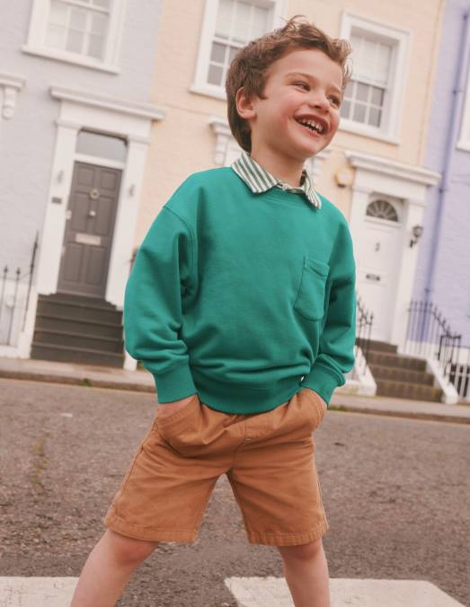 Boden vêtements vert prairie filles sweat-shirt teint en pièce LB2X807