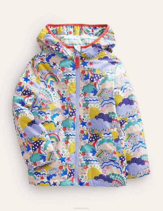 Boden vêtements ivoire multi météo filles anorak doublé en jersey LB2X3180