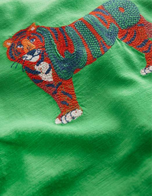 Boden vêtements aloès tigre vert garçons t-shirt en coton à imprimé animal LB2X858
