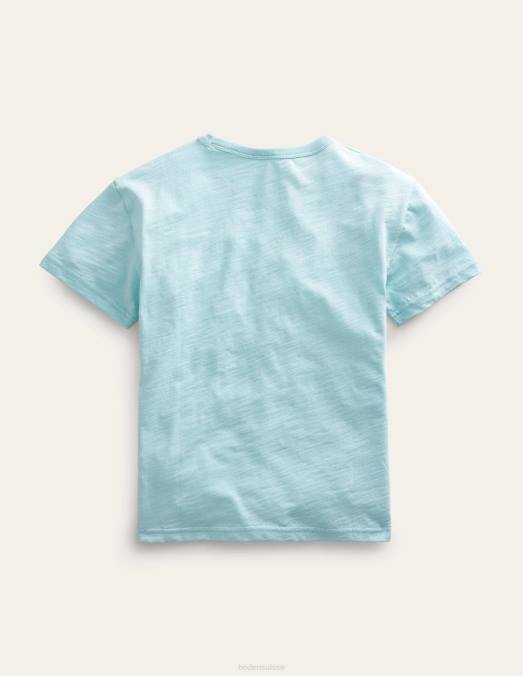 Boden vêtements bleu aqua glacé garçons t-shirt décontracté à rayures en coton LB2X848